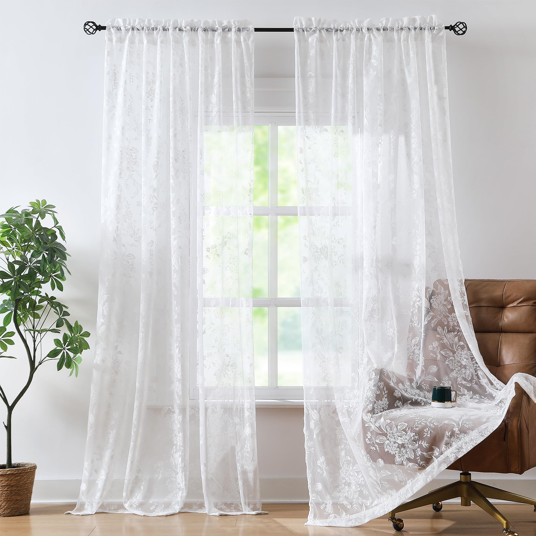 値下げ交渉あり！ ホワイトレースカーテン Amazon｜リビングルーム用ホワイトレースカーテン 長さ84インチ ライト